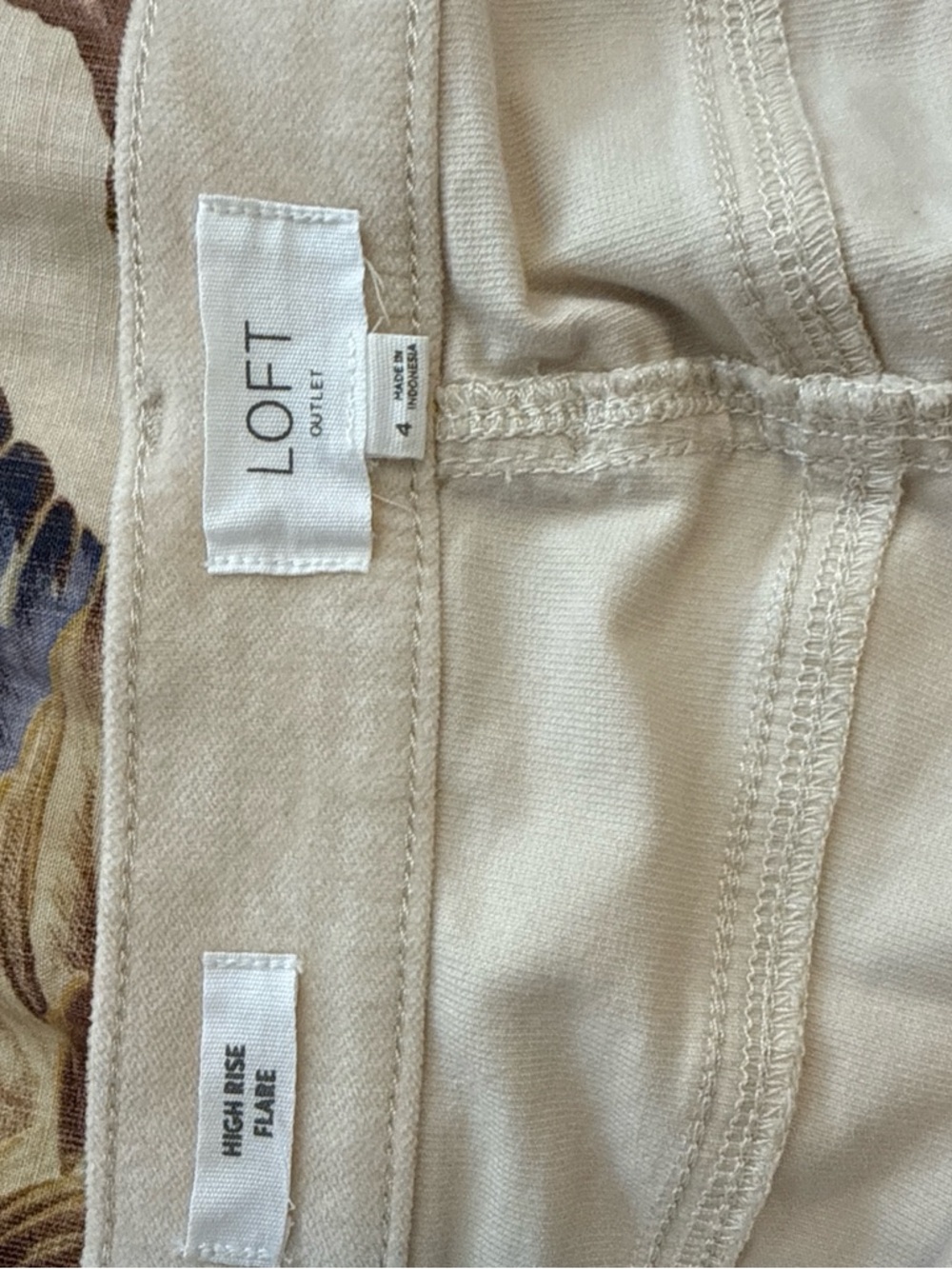 LOFT Cream High-Rise Flare Jeans